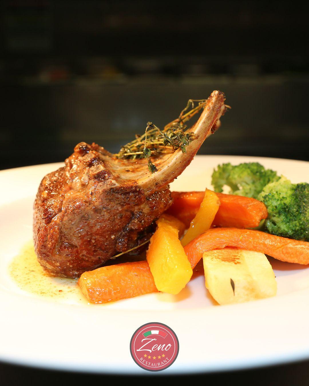 Herb-crusted lamb cutlets with seasonal vegetables