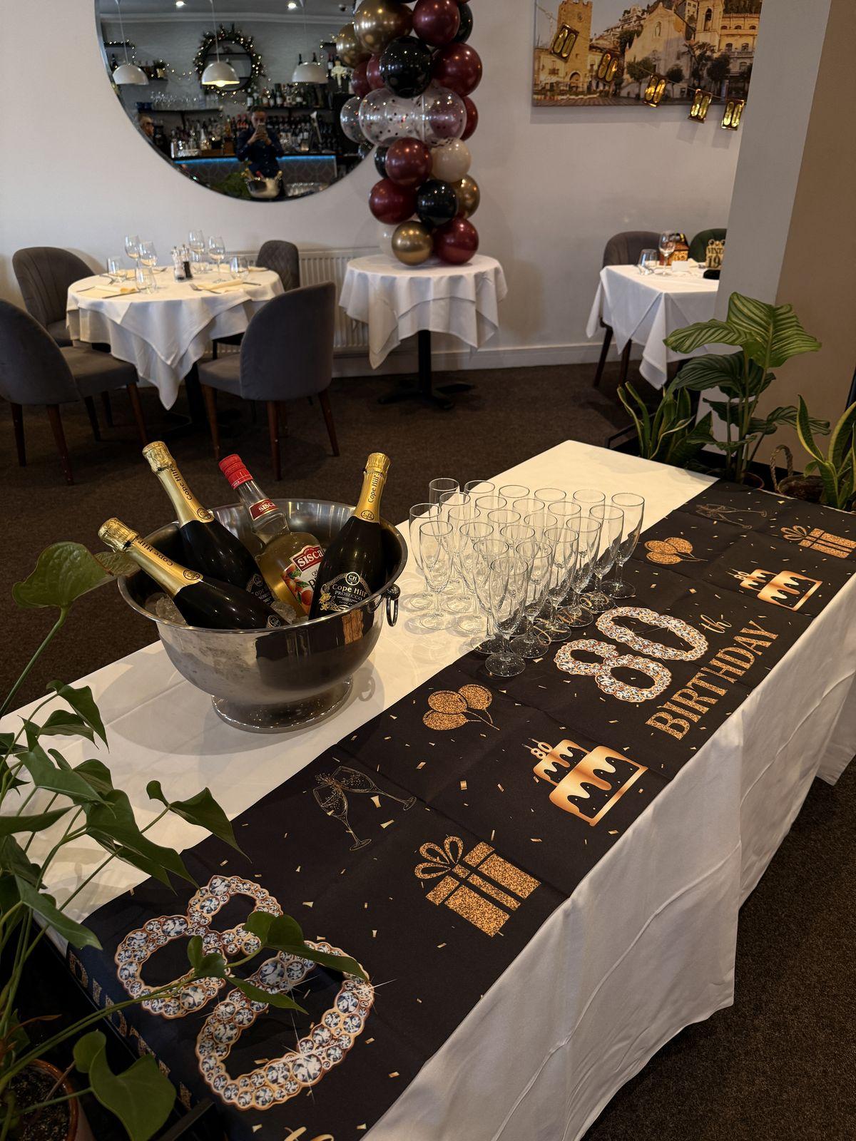 Champagne bucket and glasses ready for the toast